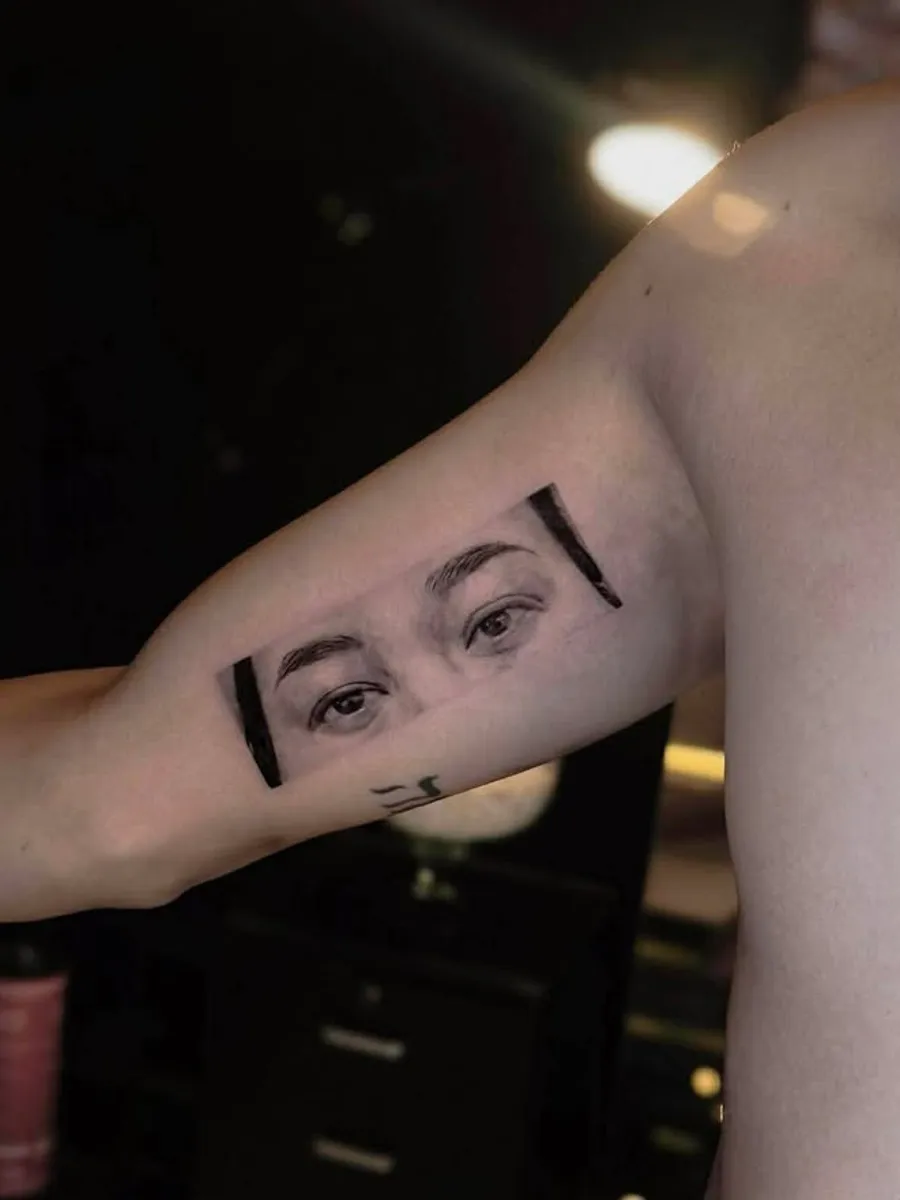 Black and Grey eyes tattoo by RUN INK Tattoo Bangkok