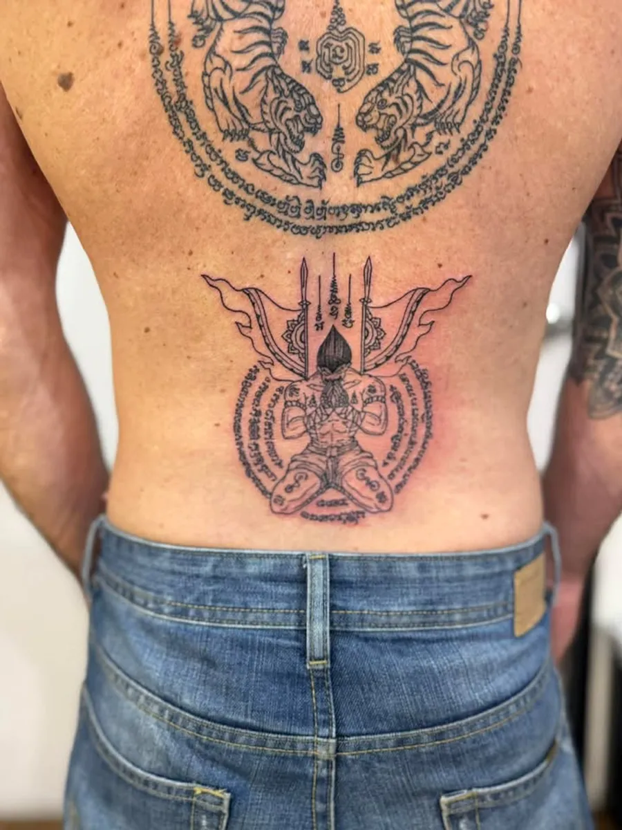 Sak Yant back piece by RUN INK Tattoo Bangkok