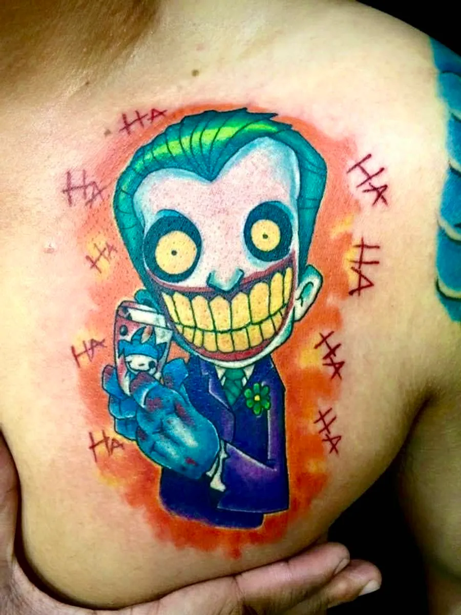 New School Joker tattoo by RUN INK Tattoo Bangkok