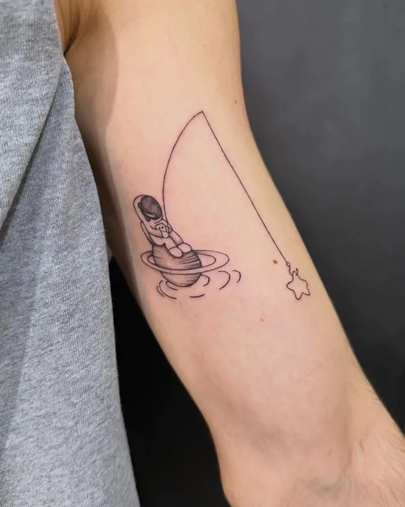 Minimal line tattoo by RUN INK Tattoo Bangkok